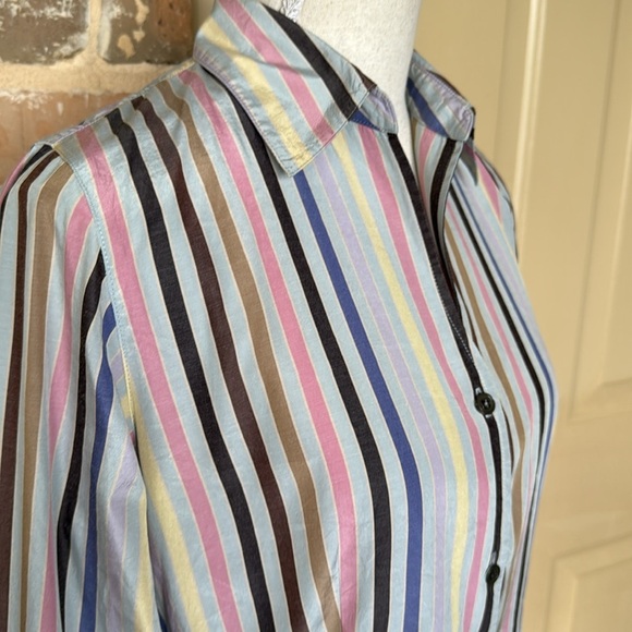 Doncaster Vintage Silk Blend Striped Button Up Shirt Multi Color Sz  S - Picture 2 of 11